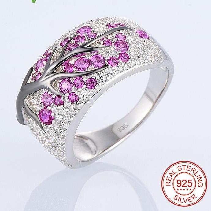 Ruby stone sterling silver ring for women